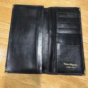 Salvatore Ferragamo Black Leather Long Wallet
